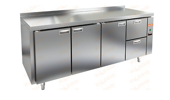 Морозильный стол HICOLD GN 1112/BT P, без агрегата, 3 двери, 2 ящика (-18...-10°С)